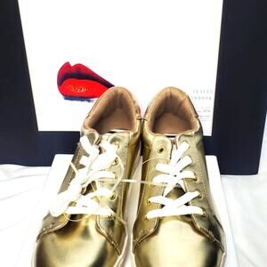 Betsey Johnson Gold Sneakers w/ Lips on Back